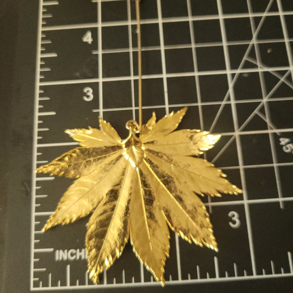 Vintage Gold Japanese Maple Leaf Stick Pin Large 2.5 Inch Leaf Cottagecore - Picture 5 of 5